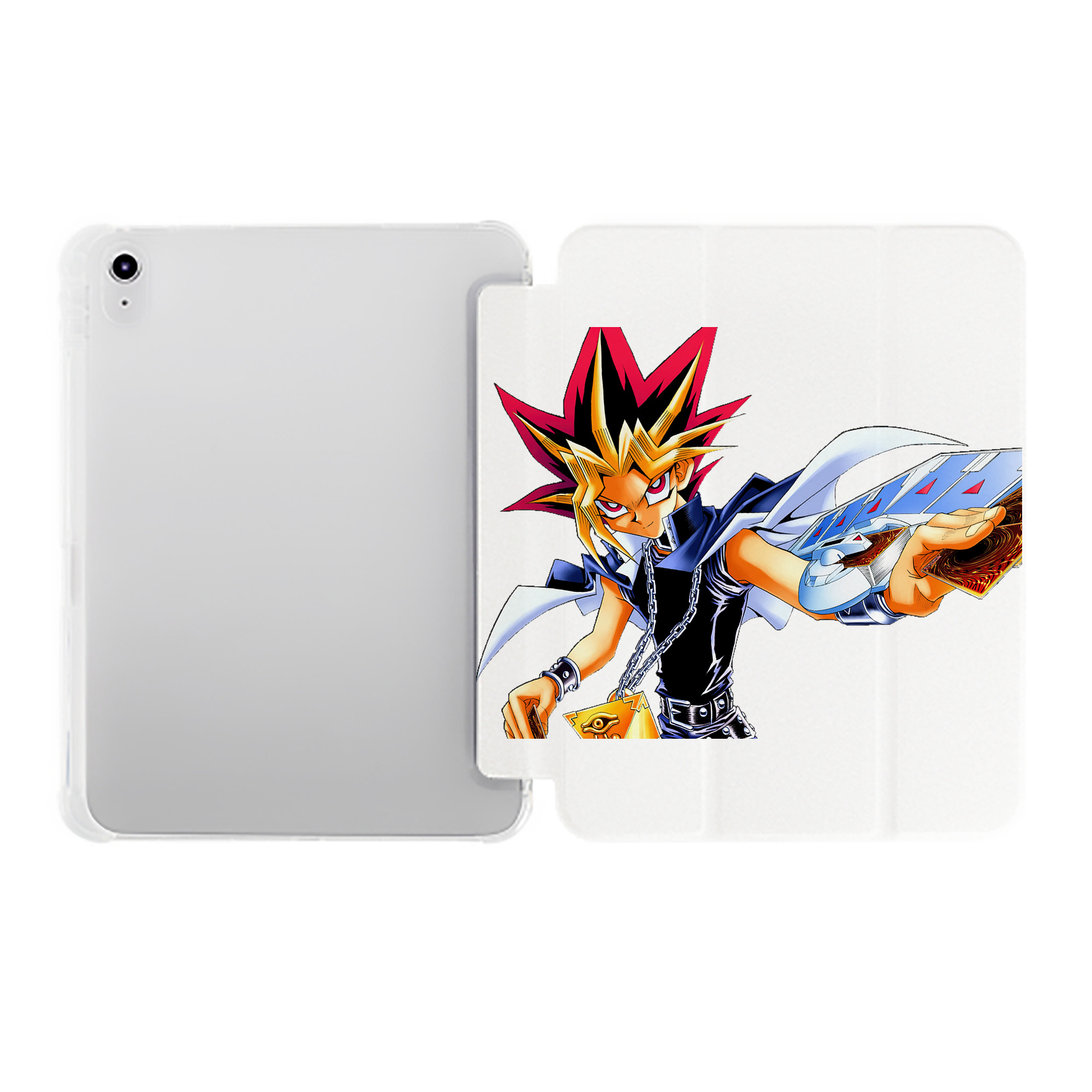 （画像用） 遊☆戯☆王 Yu-Gi-Oh! IPad ケース ペン収納付き 三つ折りスタンド PUレザー×シリコン 対応機種9.5/10.5/10.9インチ